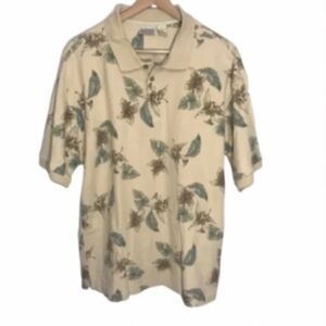 Men's Fieldmaster Tan Hawaiian Print Polo Shirt